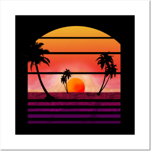 Aesthetic Sunset With Palm Trees Posters and Art